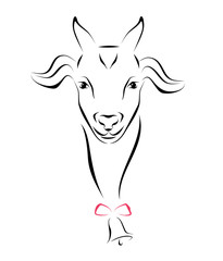 Portrait Of Goat Ink Line Art