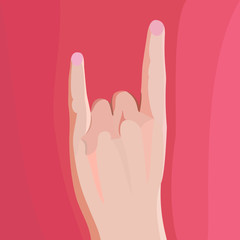 Obraz premium Illustration of a hand in rock and roll sign