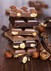 Chocolate pieces in a pile