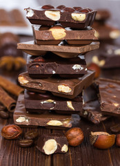 Chocolate pieces in a pile
