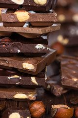 Chocolate on a wooden background