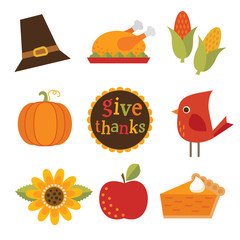 cute thanksgiving autumn fall design elements