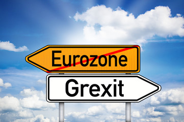 Wegweiser mit Eurozone und Grexit