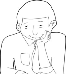 Outline of Grinning Businessman