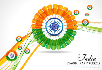 indian republic day wave background with flower