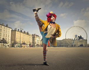 A clown in the square