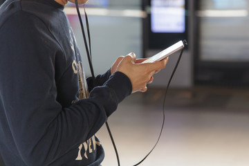 Businessman using tablet