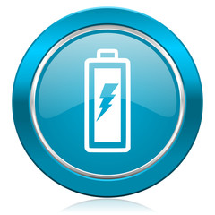 battery blue icon power sign