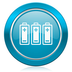 battery blue icon power sign