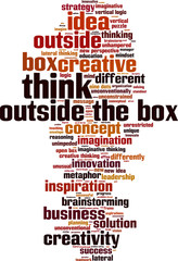 Obraz premium Think outside the box word cloud concept. Vector illustration