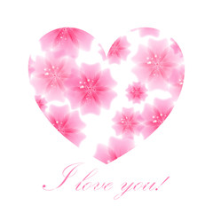Beautiful greeting card. Pink flowered heart. Vector illustratio