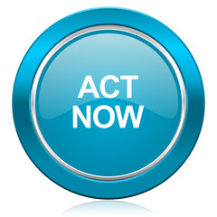 act now blue icon