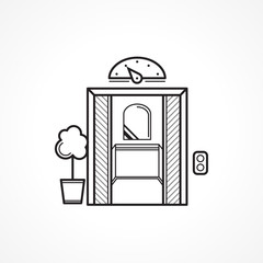 Opened elevator door black line icon
