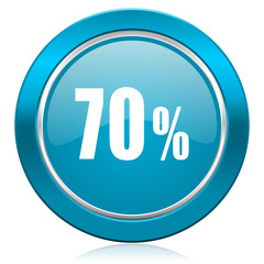 70 percent blue icon sale sign