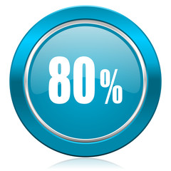 80 percent blue icon sale sign