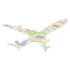 Fototapeta premium Vector conceptual travel or tourism plane word cloud