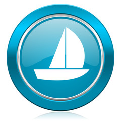 yacht blue icon sail sign