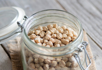 Chickpea in a glass jar