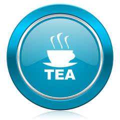 tea blue icon hot cup of tea sign