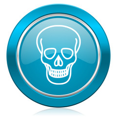 skull blue icon death sign