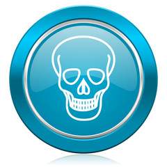 skull blue icon death sign