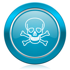 skull blue icon death sign