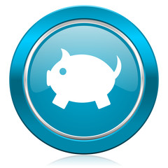 piggy bank blue icon