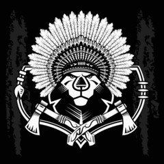 Lion Head Graphic on black and white background