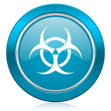 biohazard blue icon virus sign