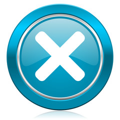 Fototapeta premium cancel blue icon x sign