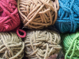 various colored knitting yarn