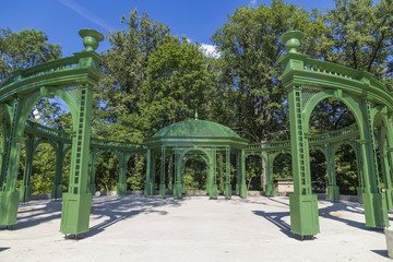 green gazebo in the park