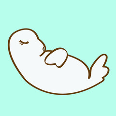 happy white cartoon seal sleeping