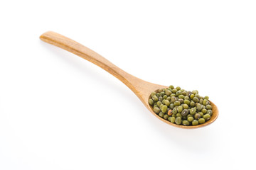 Green mung beans isolated on white background