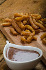 Churros with chocolate dip - Streed food, deep fried
