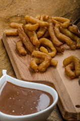 Churros with chocolate dip - Streed food, deep fried