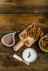 Churros with chocolate dip - Streed food, deep fried