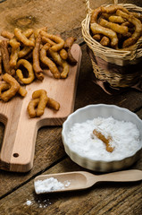 Churros with chocolate dip - Streed food, deep fried