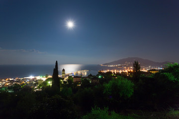 landscape of zante island at night