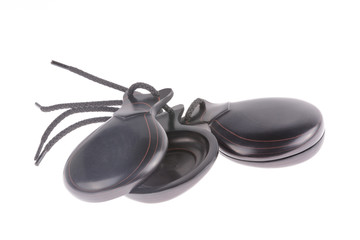 Isolated pair of Spanish castanets