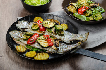 Grilled Trout with Mediterranean vegetables
