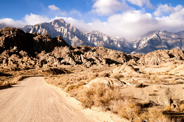 Dirt Road into Alabama Hills Sierra Nevada Range California