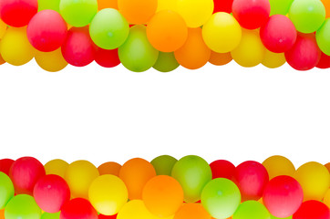 Colorful balloons frame on white background