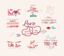 Valentine's day design, labels, icons elements collection