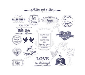 Happy valentines day and weeding design elements