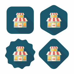 Building shop store flat icon with long shadow,eps10