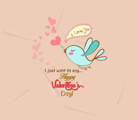 happy valentines with bird greeting card