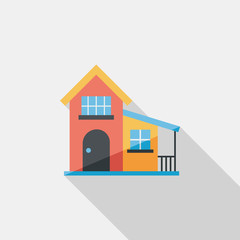 Building flat icon with long shadow,eps10