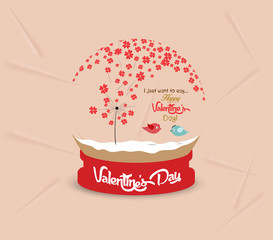valentines day with romantic dandelion heart globe card