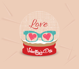 happy valentines day with glasses heart globe